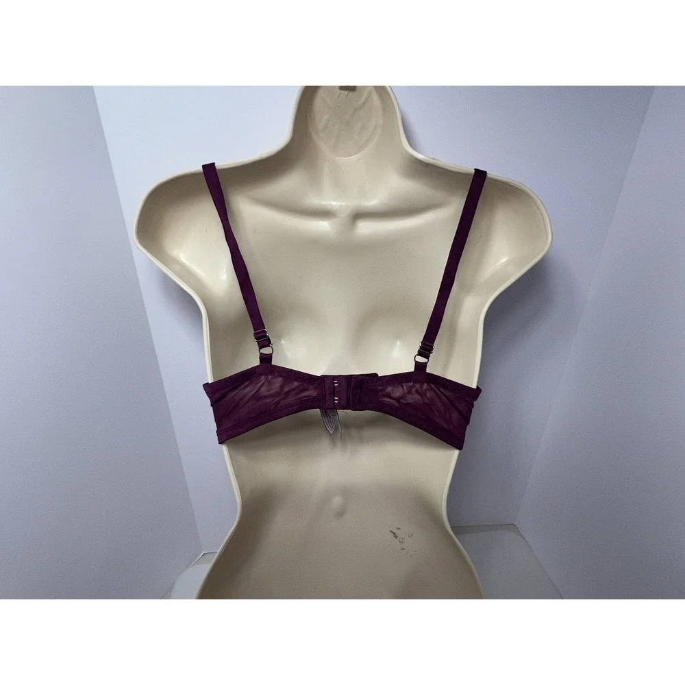 Victoria's Secret Bra Womens 34D Purple Push Up T Shirt Underwire‎ Padded Lace